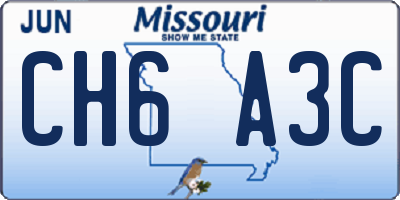 MO license plate CH6A3C