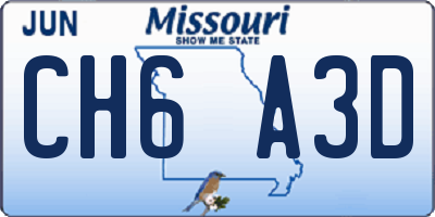 MO license plate CH6A3D