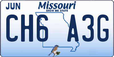 MO license plate CH6A3G