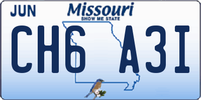 MO license plate CH6A3I