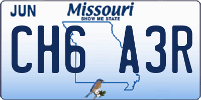 MO license plate CH6A3R