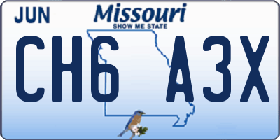 MO license plate CH6A3X