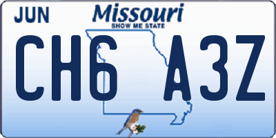 MO license plate CH6A3Z