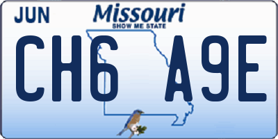 MO license plate CH6A9E
