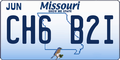 MO license plate CH6B2I