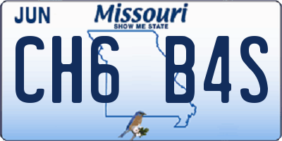MO license plate CH6B4S