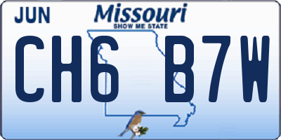 MO license plate CH6B7W