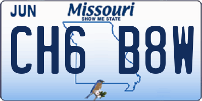 MO license plate CH6B8W