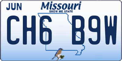 MO license plate CH6B9W