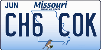 MO license plate CH6C0K
