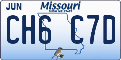 MO license plate CH6C7D