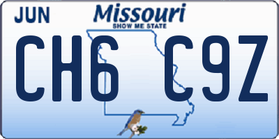 MO license plate CH6C9Z