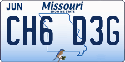MO license plate CH6D3G