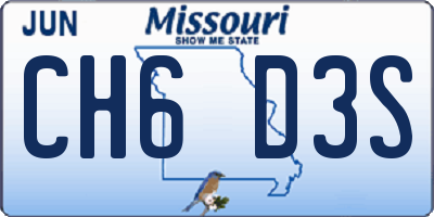 MO license plate CH6D3S