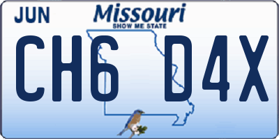 MO license plate CH6D4X