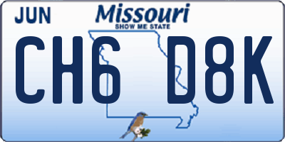 MO license plate CH6D8K
