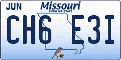 MO license plate CH6E3I