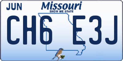 MO license plate CH6E3J