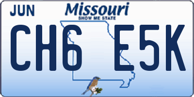 MO license plate CH6E5K