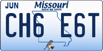 MO license plate CH6E6T