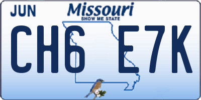 MO license plate CH6E7K