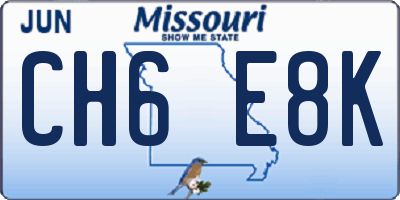MO license plate CH6E8K