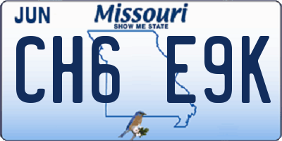 MO license plate CH6E9K