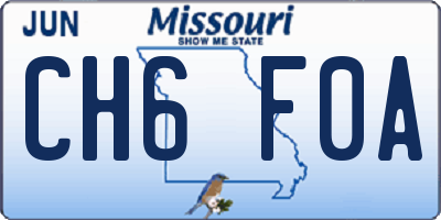 MO license plate CH6F0A
