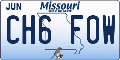 MO license plate CH6F0W