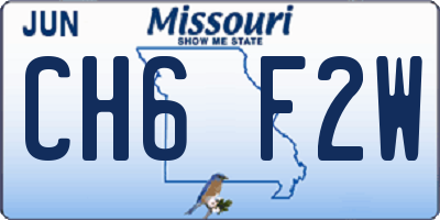 MO license plate CH6F2W