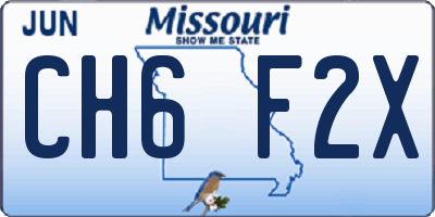MO license plate CH6F2X