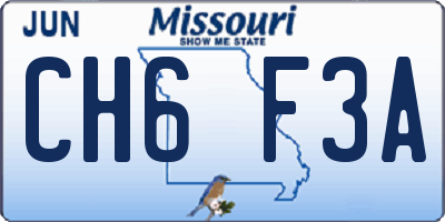 MO license plate CH6F3A