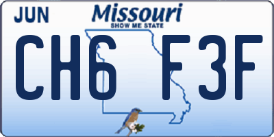 MO license plate CH6F3F