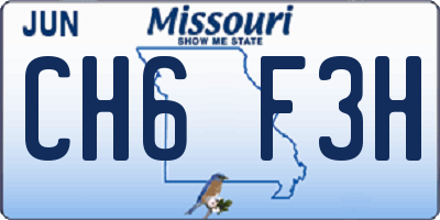 MO license plate CH6F3H