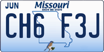 MO license plate CH6F3J