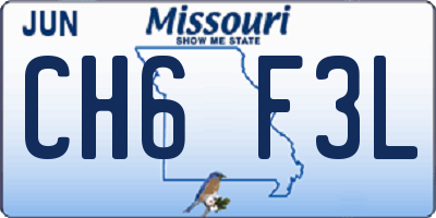 MO license plate CH6F3L