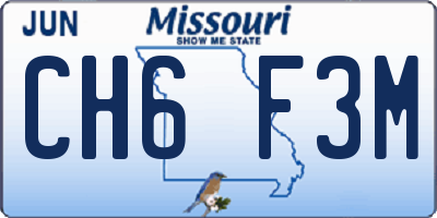 MO license plate CH6F3M