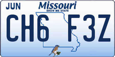 MO license plate CH6F3Z
