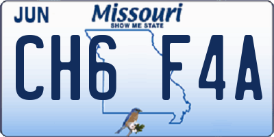 MO license plate CH6F4A