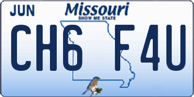 MO license plate CH6F4U