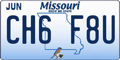 MO license plate CH6F8U