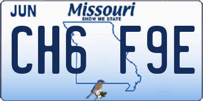 MO license plate CH6F9E