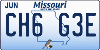 MO license plate CH6G3E
