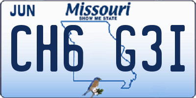 MO license plate CH6G3I