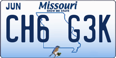 MO license plate CH6G3K
