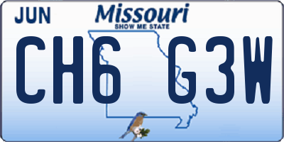 MO license plate CH6G3W