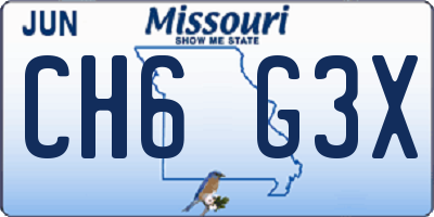 MO license plate CH6G3X