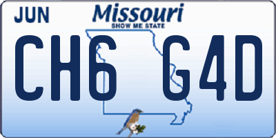 MO license plate CH6G4D