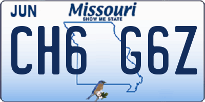 MO license plate CH6G6Z