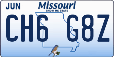MO license plate CH6G8Z